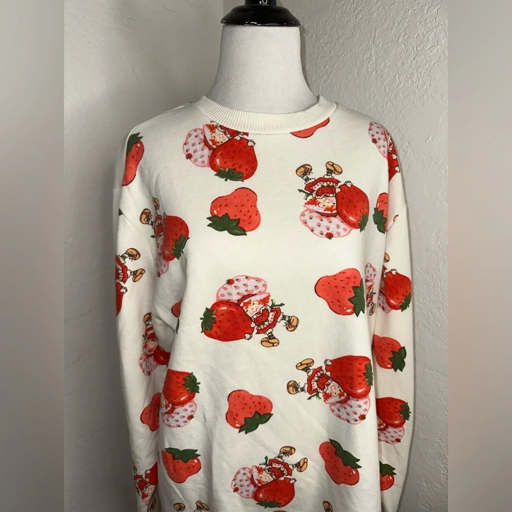 Strawberry Shortcake Ivory Retro Pullover Sweatshirt S/M - Picture 2 of 9